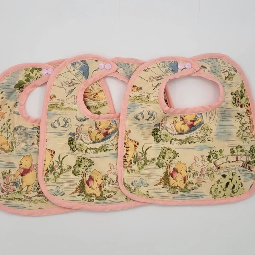 Handmade Winnie the Pooh Cotton Calico  Vintage look Print Baby Set 10.5Wx12L.